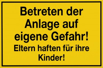 Hinweisschild - Betreten der Anlage... - 308649 - Gr. ca. 45x 30cm