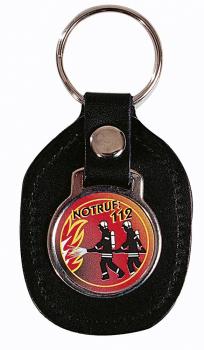 Schlüsselanhänger Leder mit Motiv - Notruf 112 - Gr. ca. 5x7cm - 02343 - Keyholder mit Feuerwehr