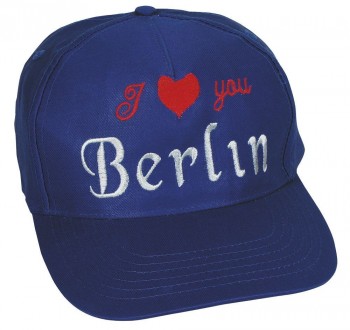 Cap - BW - Kappe mit  stylischer Bestickung - I love you Berlin - 68081 blau - Cap Kappe Baumwollcap Baseballcap