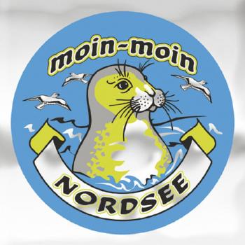 (301492) Auto-Aufkleber rund mit Spiegelfolie - moin-moin NORDSEE - Gr. ca. 7.5cm - Aufkleber Emblem Stick