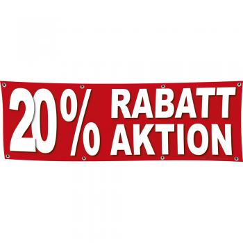 Banner Werbebanner - 20 % Rabatt Aktion - 3x1m - Spannband für Ihren Werbeauftritt / Bedruckt mit Ihrem Motiv - 309928