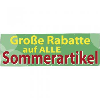 Banner Werbebanner - Große Rabatte auf alle Sommerartikel - 3x1m - Spannband für Ihren Werbeauftritt / Bedruckt mit Ihrem Motiv - 309956