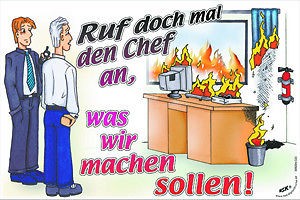 Schmunzelschild - Ruf doch mal den Chef an ... - 309204 - Gr. 30 x 20 cm - Arbeit Büro