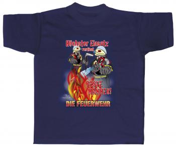 T-Shirt mit Print - Höchster Einsatz verdient...Feuerwehr - 09829 dunkelblau - Gr. S-XXL