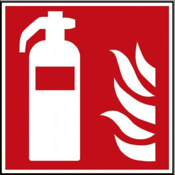 PVC Aufkleber Brandschutzkennzeichen - Feuerlöscher - K1581/87 - BGV A8, DIN 4844 und Arbeitsstättenverordnung 200 x 200 mm