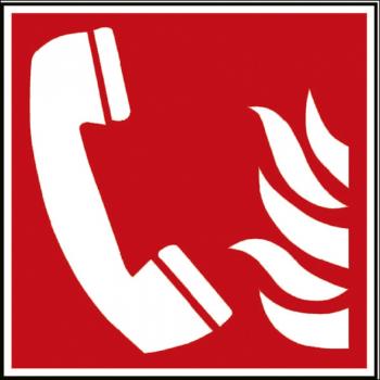 Hinweis- Schild - Brandschutzkennzeichen - Brandmeldetelefon - BGV A8 - DIN 4844 und Arbeitsstättenverordnung 200 x 200 mm - K1586/92
