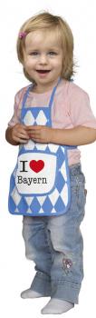 Baby- Kinder Schürze mit Tasche und Aufdruck - I love Bayern - 12402