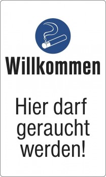 Schild - WILLKOMMEN Hier darf geraucht werden - Gr. ca. 50 x 30 cm - 300936