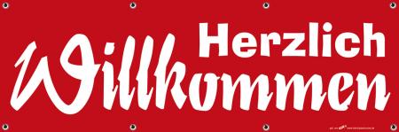 Banner Werbebanner - Herzlich Willkommen - 3x1m - Spannband - 309967