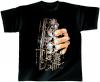 T-Shirt unisex mit Print - Sax Fingers - von ROCK YOU MUSIC SHIRTS - 10391 schwarz - Gr. S-XXL