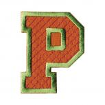 Aufnäher Patches - Buchstabe P - Gr. ca. 6cm - 21518 grün-orange