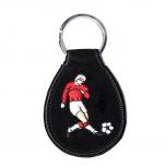 Schlüsselanhänger aus Stoff mit Einstickung - Fußballer rot - Gr. ca. 5x6,5cm - 02469