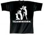 T-Shirt unisex mit Print - Teamwork - 09777 schwarz - Gr. S-XXL