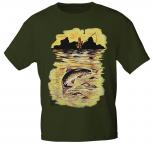 T-Shirt unisex mit Print - Bachforelle - 09807 olivgrün - Gr. S