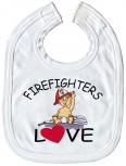 Baby-Lätzchen mit Druckmotiv  - Firefighters Love - 08423 - weiss
