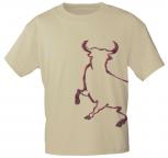 T-Shirt mit seitlichem Motivdruck  - Bulle - 10486 cremefarben - Gr. S-XXL