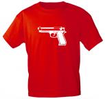 T-Shirt mit Print - Pistole - 12969 - versch. Farben zur Wahl - Gr. S-2XL rot / S