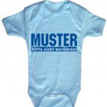 Babystrampler mit Print – Muster bitte nicht berühren – 08327 Blau - 0-24 Monate