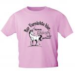 Kinder T-Shirt mit Print - Nur Verrückte hier, komm Einhorn wir gehen - 12270 rosa Gr. 110-164