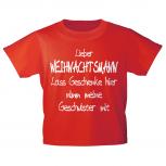Kinder T-Shirt Lieber Weihnachtsmann..Geschenke..nimm Geschwister mit 12708 rot Gr. 98-164