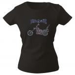 Girly- Shirt mit Print - Glitzer- Stein - Bike - G12892 - schwarz - XS