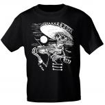 T-Shirt mit Print Skelett mit Geige Sombrero Skull 12998 schwarz Gr. S-3XL