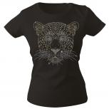 Girly-Shirt mit Strasssteine Glitzer | Raubtier Katze Tiger Großkatze | 15721 | Gr. XS-2XL