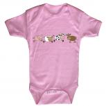 Babystrampler mit Print - Ferkel Schaf Kuh Esel - 08488 rosa Gr. 0-6 Monate