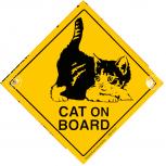Schild mit Saugnäpfen - CAT ON BOARD - 309117 - Gr. ca. 15 x 15 cm