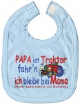 Baby-Lätzchen mit Druckmotiv  - Papa..Traktor - ich Mama.. - 07047 - hellblau