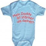 Babystrampler mit Print – Mein Daddy ist stärker als deiner – 08323 blau - 0-24 Monate