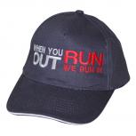Baseball - Cap bestickt mit - when you run out we run in - 69761-2 blau - Baumwollcap Baseballcap Hut Cappy Schirmmütze