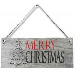 Holzimitat-Schild mit Kordel - Merry Christmas - 70385 - ca. 42 x 18 cm - Weihnachten