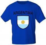 T-Shirt mit Print Fahne Flagge Wappen Argentina Argentinien 76314 royalblau Gr.S-3XL