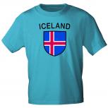 T- Shirt mit Print - Fahne Wappen Island - 76368 versch. Farben Gr. hellblau / 3XL