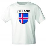 T- Shirt mit Print - Fahne Wappen Island - 76368 versch. Farben Gr. weiß / S