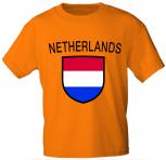 T-Shirt mit Print Fahne Flagge Niederlande 76419 orange Gr. S-3XL