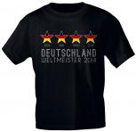 T-Shirt mit Print - Deutschland 4 Sterne Weltmeister 2014 - 78561 schwarz - Gr. S-XXL