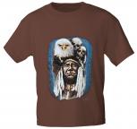 T-Shirt mit Print - Indianer Adler Totenkopf - 92006 rotbraun -  Gr. S