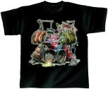 T-Shirt unisex mit Print - Drum Pig - von ROCK YOU MUSIC SHIRTS - 10413 schwarz - Gr. S