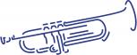 Aufkleber Applikation - Trompete - AP0667 - blau / 40cm