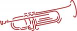 Aufkleber Applikation - Trompete - AP0667 - rot / 15cm