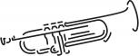 Aufkleber Applikation - Trompete - AP0667 - schwarz / 40cm