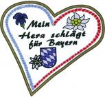 Rückenaufnäher Aufnäher - Mein Herz schlägt für Bayern - 08080 - Gr. ca. 22 x 21 cm