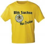 T-Shirt Unisex mit Print - Bin Sachse mei Gudster - 09805 gelb - Gr. S-XXL