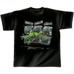 T-Shirt unisex mit Print - Blow Away Frog - von ROCK YOU MUSIC SHIRTS - 10376 schwarz - Gr. S