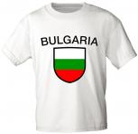 T-Shirt mit Print Wappen Fahne Bulgaria Bulgarien 76332 weiß  - Gr.S-3XL