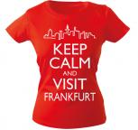 Girly -Shirt mit Print - Keep calm and visit Frankfurt - 12914 - rot - XS