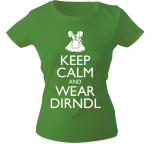 Girly-Shirt mit Print - Keep calm and wear Dirndl - 12915 - versch. Farben zur Wahl - grün / XS