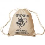 Trend-Bag Turnbeutel Sporttasche Rucksack mit Print - Owned by a german shepherd- TB08900 natur